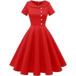 Robes vintage pin up rouges Audrey Hepburn à manches courtes Taille L plus size look Pin-Up pour femme 