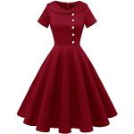 Robes vintage pin up rouge foncé à manches courtes Taille 3 XL plus size look Pin-Up pour femme 