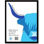 Wee Blue Coo 12x16 Black Wooden Picture Frame 12 x 16 Inch (30.5 x 40.7cm) Acrylic Safety 'Glass' Photo Frame