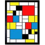 Wee Blue Coo Piet Mondrian Abstract Cubes Squares Art Print Framed Poster Wall Decor 12x16 inch Abstrait Affiche Mur Déco