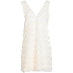 Robes courtes Weili Zheng blanc d'ivoire en polyester à paillettes courtes sans manches Taille M pour femme 