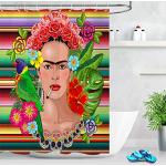 Rideaux de douche multicolores en tissu Frida Kahlo 180x180 
