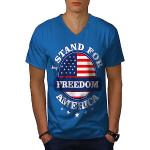 Wellcoda Américain Liberté Homme T-Shirt à col en V Patriotique Symbole T-Shirt Graphique