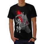 Wellcoda Ancien Samouraï Art Homme T-Shirt Guerrier T-Shirt imprimé avec Design Graphique