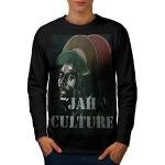 Wellcoda Jah Marley La Musique Rasta Homme T-Shirt à Manches Longues Jah Conception Graphique