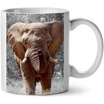 Wellcoda l'éléphant Sauvage Art Animal Mug en céramique, Énorme Tasse - Grande, poignée Facile à Prendre, Impression Recto Verso, idéale pour Les buveurs de café et de thé by