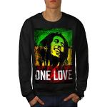 Wellcoda Marley Un Amour Pot Rasta Homme Sweat-Shirt Rastafari Pull Occasionnel Pull