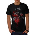 Wellcoda Psycho Halloween Panique Homme T-Shirt Fou  T-Shirt imprimé avec Design Graphique