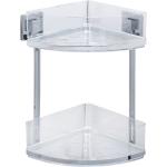 Wenko - Etagère d'angle douche Quadro, étagère angle salle de bain 2 niveaux, fixation sans perçage Vacuum-Loc®, Acier Inox - Plastique, 28x32,5x19,5 cm, brillant - transparent