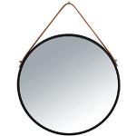Miroirs muraux Wenko noirs en cuir synthétique avec cadre diamètre 40 cm modernes 