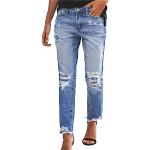 Jeans boyfriend bleues claires en denim délavés Taille M look fashion pour femme 