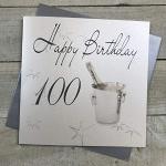 White Cotton Cards XLS100 Carte d'anniversaire Faite à la Main 100 Ans Motif Seau à Champagne