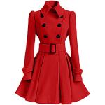 Manteaux en laine d'automne rouges avec ceinture Taille M look fashion pour femme 
