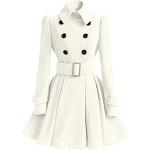 Manteaux en laine d'automne blancs avec ceinture Taille S look fashion pour femme 