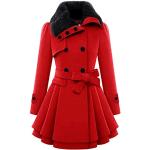 Manteaux en laine d'automne rouges Taille XXL look fashion pour femme 