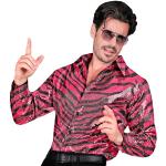 Chemises fashion Widmann roses à imprimé animal à paillettes à motif animaux à manches longues Taille M look fashion pour homme 