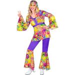 Déguisements des années 70 Widmann multicolores à motif fleurs Taille S look hippie 