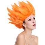 Perruques orange fluo à motif fleurs d'Halloween look fashion 