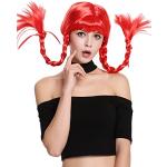 Perruques rouges tressées à franges d'Halloween look fashion 
