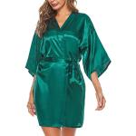 Peignoirs Kimono de demoiselle d'honneur verts en satin Taille S look fashion pour femme 