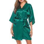 Peignoirs Kimono de demoiselle d'honneur verts en satin Taille S look fashion pour femme en promo 