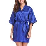 Peignoirs Kimono de demoiselle d'honneur bleus en satin Taille M look fashion pour femme en promo 