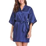 Peignoirs Kimono de demoiselle d'honneur bleues foncé en satin Taille L look fashion pour femme en promo 