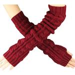 Winter Glove Warm Knitted Arm Warmers Gloves Winter Long Fingerless Gloves Thumb Hole Gloves Mittens for Women and Men (Red, Free size)