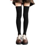 Chaussettes hautes noires en polaire Tailles uniques look sexy pour femme 