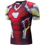 T-shirts de compression rouges Iron Man à manches courtes Taille L look fashion pour homme 