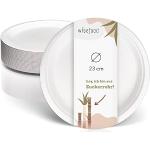 Assiettes jetables blanches en plastique bio dégradable en lot de 100 diamètre 23 cm 