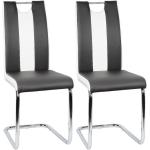 Chaises design grises en cuir synthétique matelassées en lot de 2 modernes 