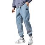 Pantalons chino de soirée bleus à rayures en velours enduits Taille L petite look Hip Hop en promo 