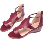 Sandales rouges en toile à franges à motif papillons en cuir respirantes à bouts ouverts Pointure 43 classiques pour femme 