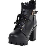 Moon boots noires à effet léopard en cuir à talons carrés à lacets Pointure 38 plus size look casual pour femme en promo 