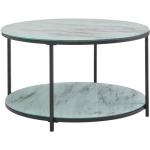 Tables basses en verre blanches en métal avec rangement diamètre 80 cm modernes 