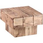 WOHNLING Table en Bois Massif Acacia Table Basse 44 x 44 x 30 cm Table Basse Solide carré Cube Large