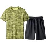 Pyjashorts verts à rayures en dentelle à manches courtes à col bateau Taille XXL plus size look fashion pour homme 