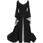 Robes de soirée longues noires à fleurs à motif licornes Taille XXL look médiéval pour femme 