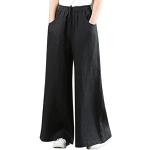 Pantalons taille haute Clode noirs en lin Taille L plus size look gothique pour femme 