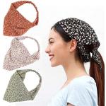 Serre-têtes élastiques verts à fleurs en fibre synthétique look fashion pour femme 
