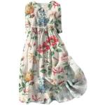 Robes vintage pour la fête des mères Clode à fleurs en velours midi Taille 3 XL plus size look casual pour femme en promo 