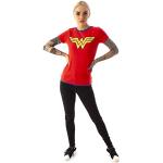 T-shirts rouges en coton métalliques à manches courtes Wonder Woman à manches courtes Taille XL classiques pour femme 
