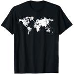 T-shirts noirs imprimé carte du monde Taille S classiques pour homme 