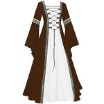 Robes longues en dentelle de soirée kaki en velours maxi à manches longues Taille 3 XL plus size look médiéval pour femme 