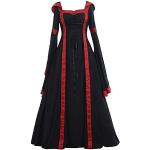 Robes en velours de soirée noires en velours maxi à manches longues Taille 3 XL plus size look médiéval pour femme 