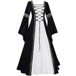 Robes longues en dentelle de soirée noires en velours maxi à manches longues Taille S plus size look médiéval pour femme 