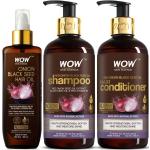 WOW Skin Science Ultimate Onion Oil Kit de soins capillaires pour le contrôle de la chute des cheveux - Shampooing 300 ml + Après-shampooing 300 ml + Huile capillaire à l'oignon 200 ml