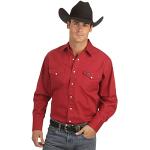 Chemises de western Wrangler All Terrain Gear rouges en coton à manches longues Taille L classiques pour homme 