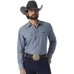 Chemises de western Wrangler bleues en coton à manches longues Taille M classiques pour homme 